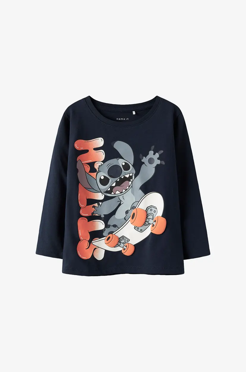 NAME IT T-skjorte NmmAdri Stitch LS Nreg Top Box - Blå