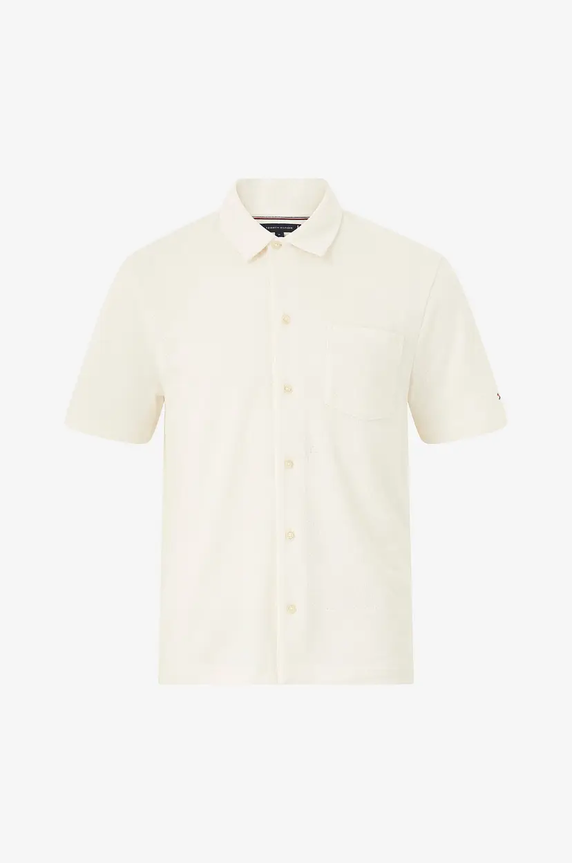 Tommy Hilfiger Skjorte Open Knit Full Placket Reg Polo - Hvit