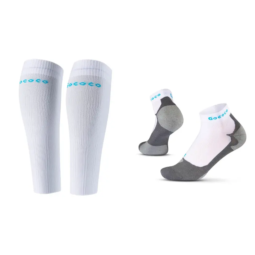 Gococo Compression Calf Sleeves och Light Sport Kit Vit - L (Vadomkrets 40-45 cm) / 45-47
