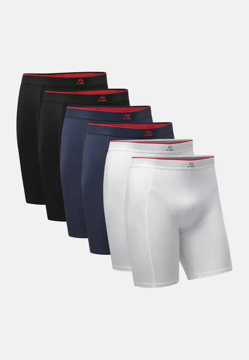 DANISH ENDURANCE BAMBOO LANGE BOXERSHORTS fra DANISH ENDURANCE - Sort/Rød | Marine Blå | Hvid, 6-Pak