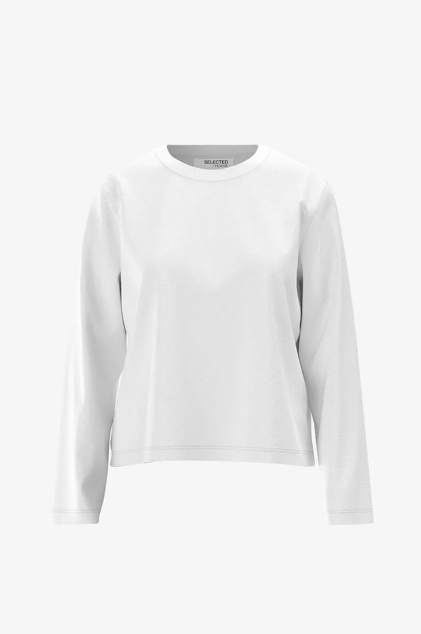 Selected Women Topp slfEssential LS Boxy Tee - Hvit