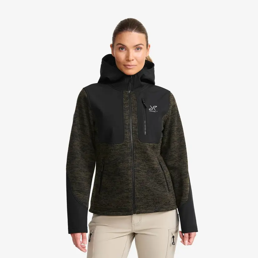 RevolutionRace Wander Pro Wool Hoodie Dame Dark Olive