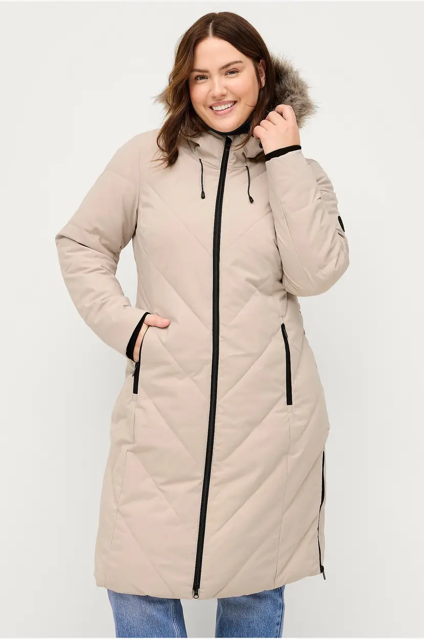 Zizzi Kåpe mLuxa L/S Coat - Beige
