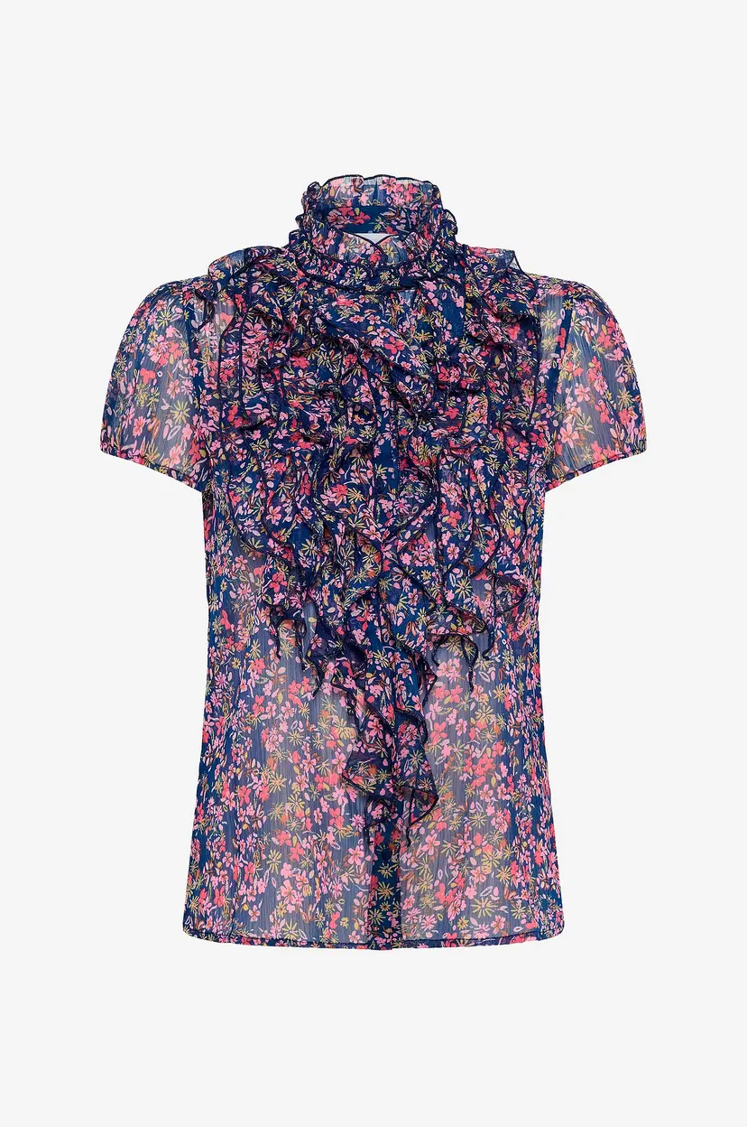 Saint Tropez Bluse LiljaSZ Crinkle SS Shirt - Blå