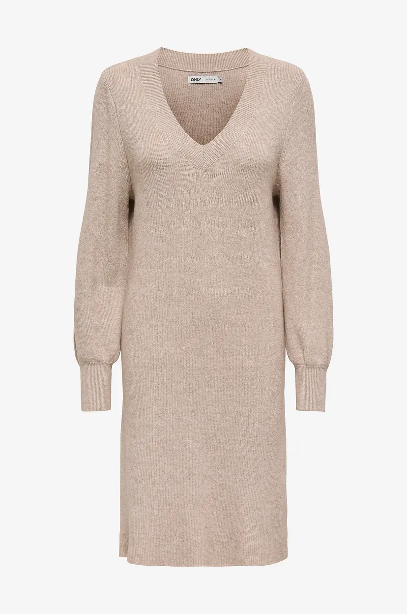 ONLY Kjole onlKatia LS V-neck Dress - Beige