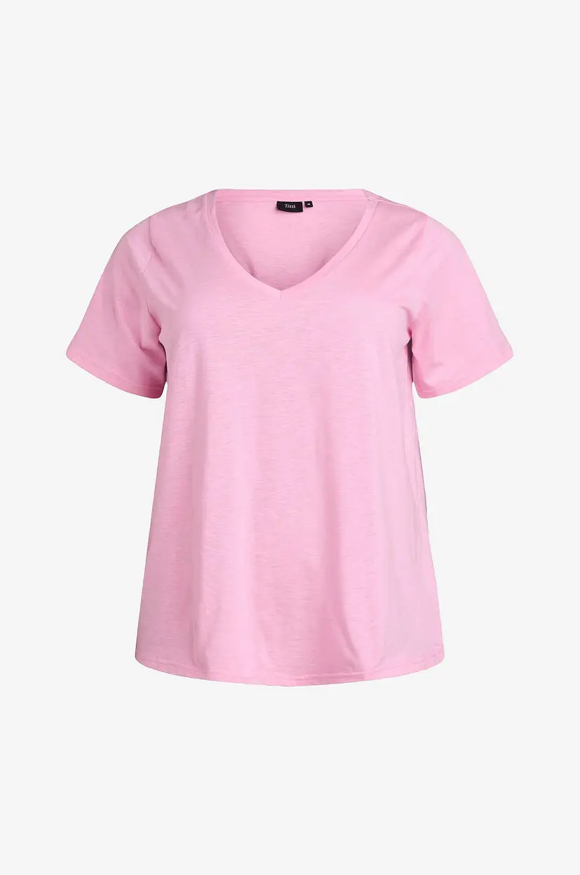 Zizzi T-skjorte mBrea S/S Straight Tee - Rosa