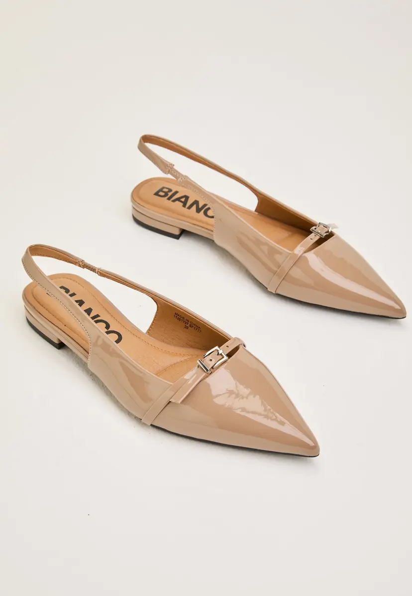 Bianco Biabari Pointy Flat Slingback Faux Leather