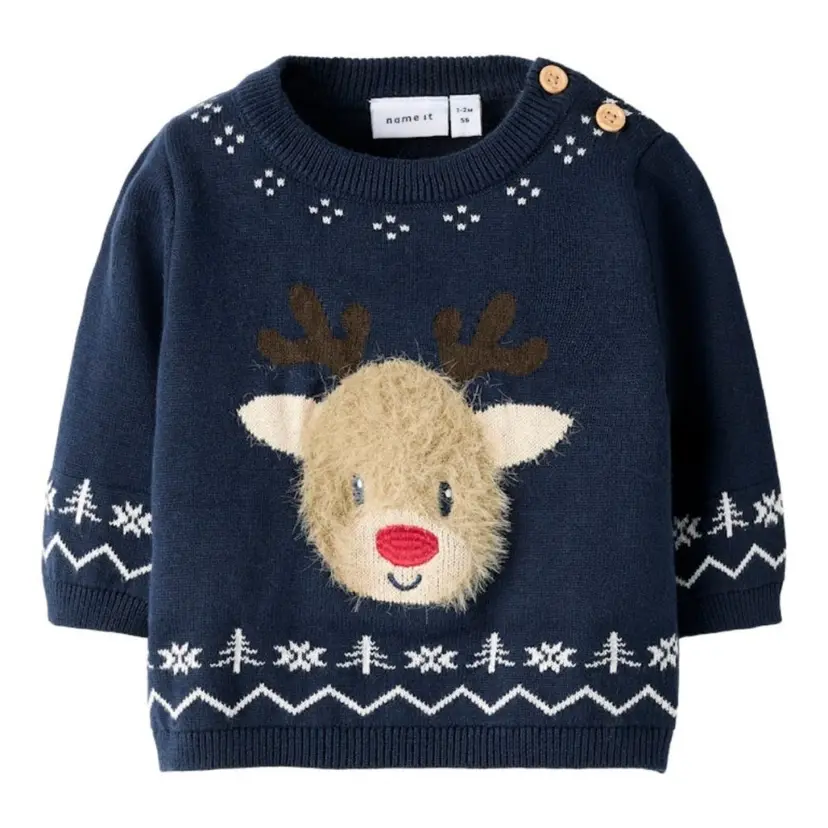 NAME IT Name It - Julegenser Baby Knit Reindeer Navy Blazer