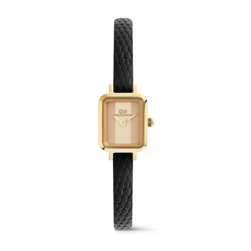 Daniel Wellington Gold 15mm Watch Quadro Mini Black Lizard Conwy | DW