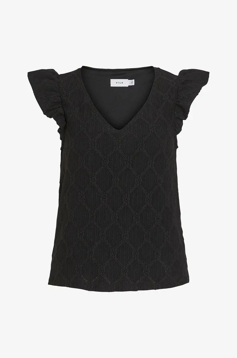 Vila Topp viDelea V-neck Cap Sleeve Top/vol - Svart