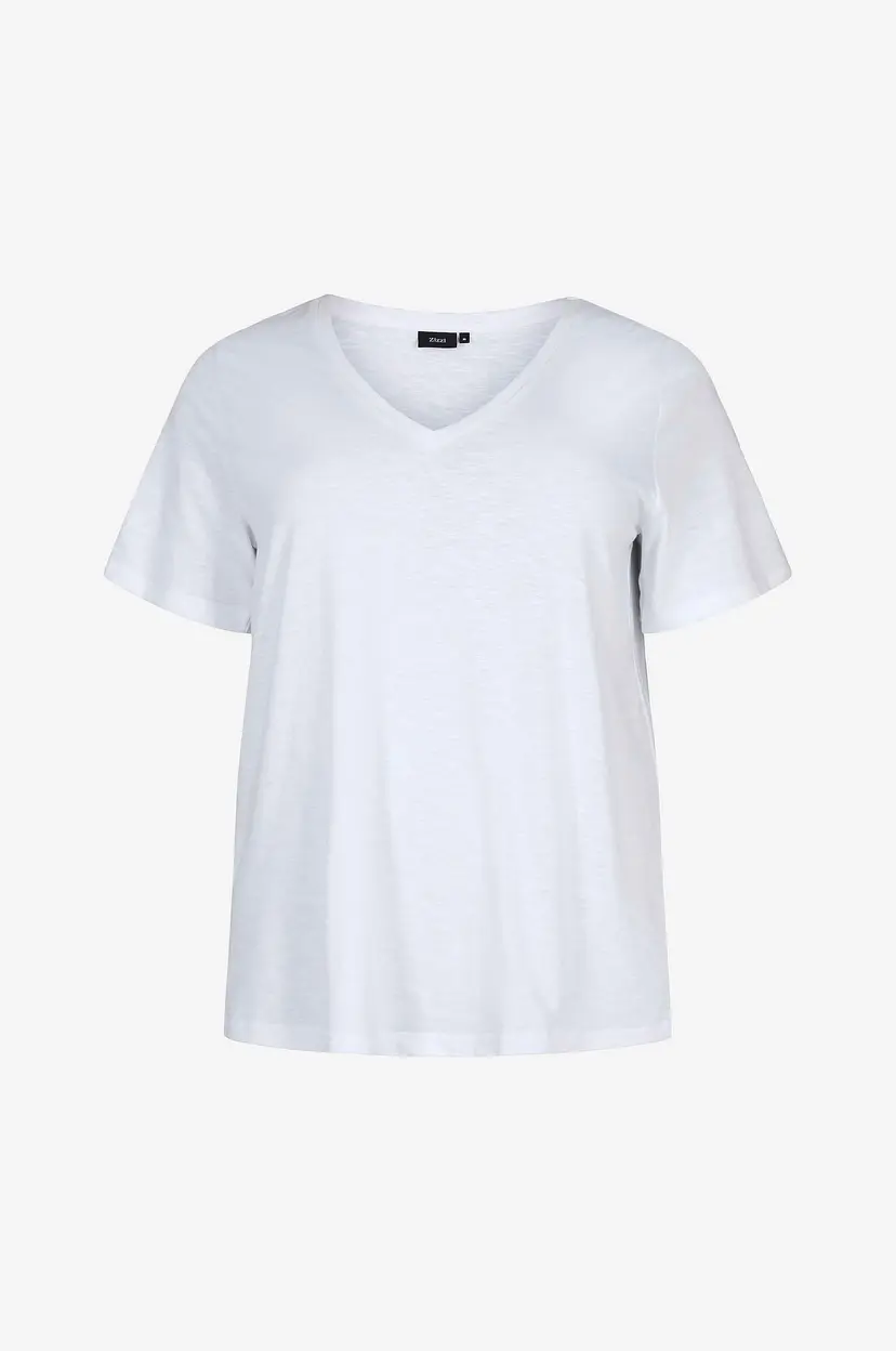 Zizzi T-skjorte mBrea S/S Straight Tee - Hvit
