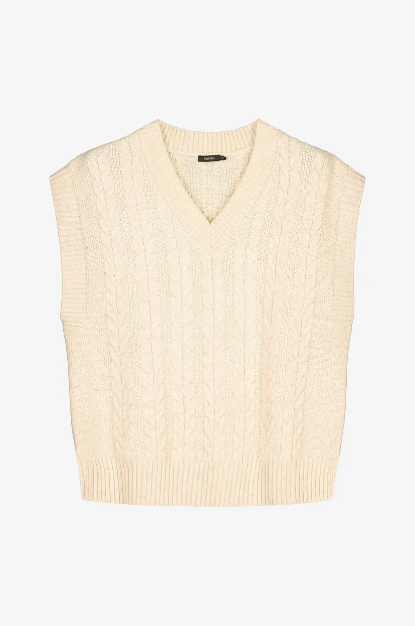 Nanso Vest Ladies Knit Vest, Palmikko - Beige