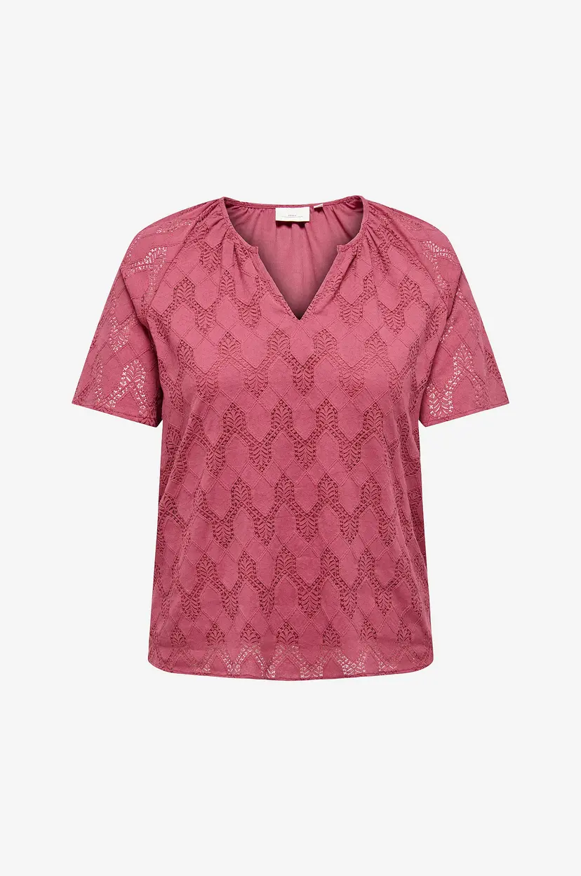 Only Carmakoma Bluse carCleanor SS V-neck Top Wvn - Rød