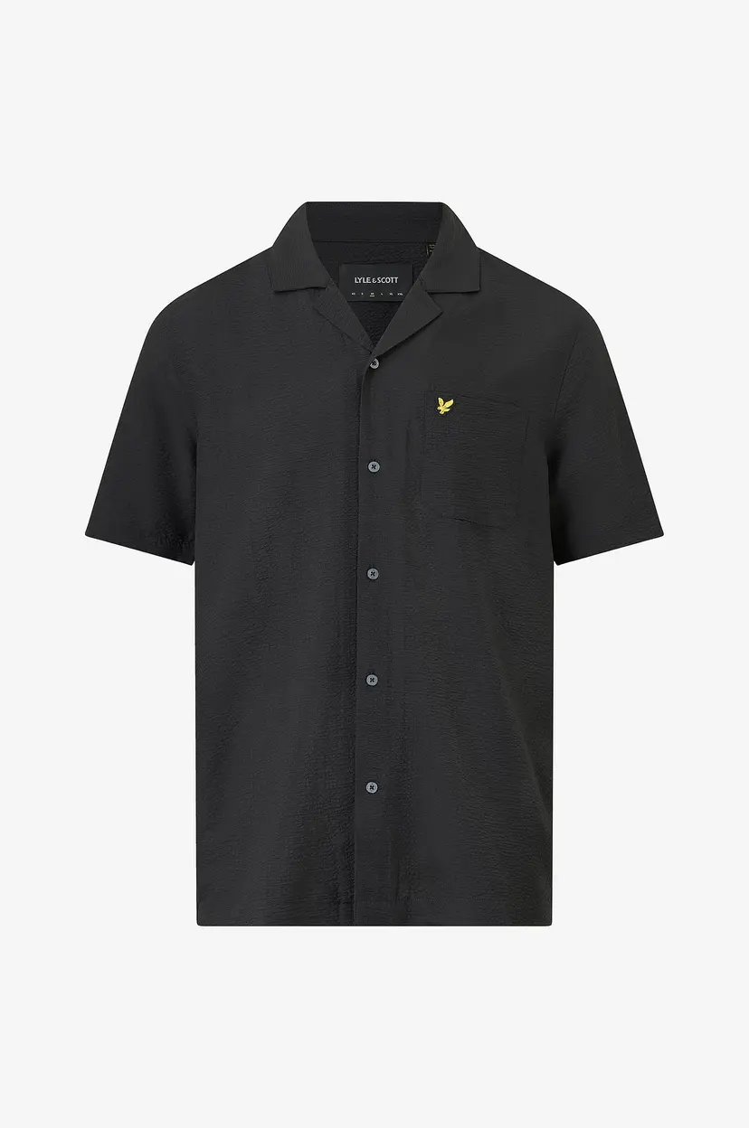 Lyle & Scott Skjorte Crinkle Resort - Svart
