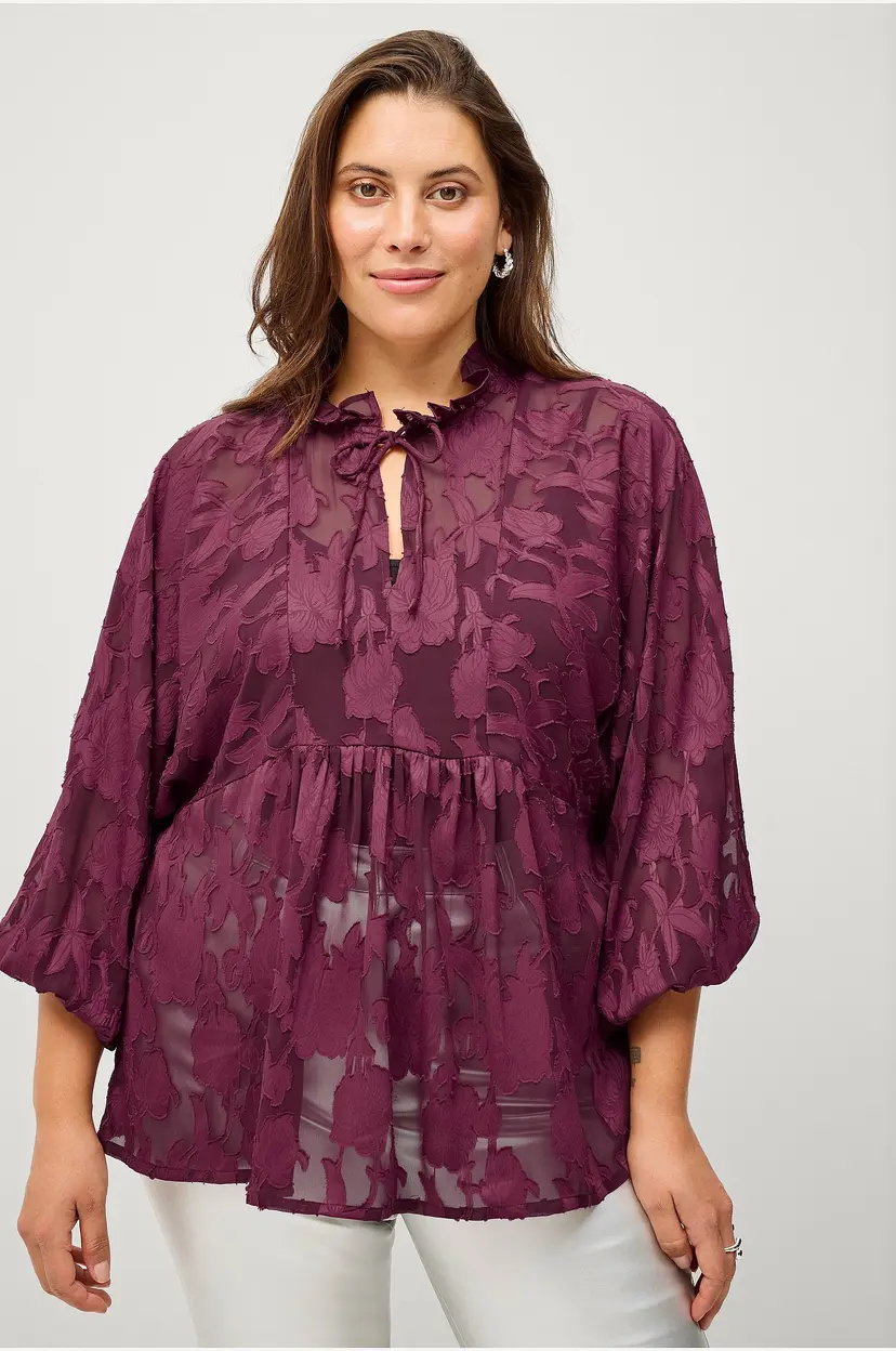 Ellos Plus collection Bluse i organza - Rød
