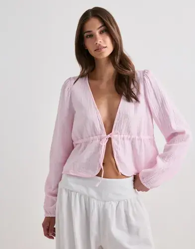 Pieces Pieces - Rosa - Pcsastina Ls V-Neck Top Wvn Bc