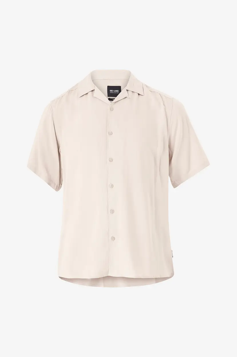 Only & Sons Skjorte onsDash Life Reg Solid Visc Res SS - Beige
