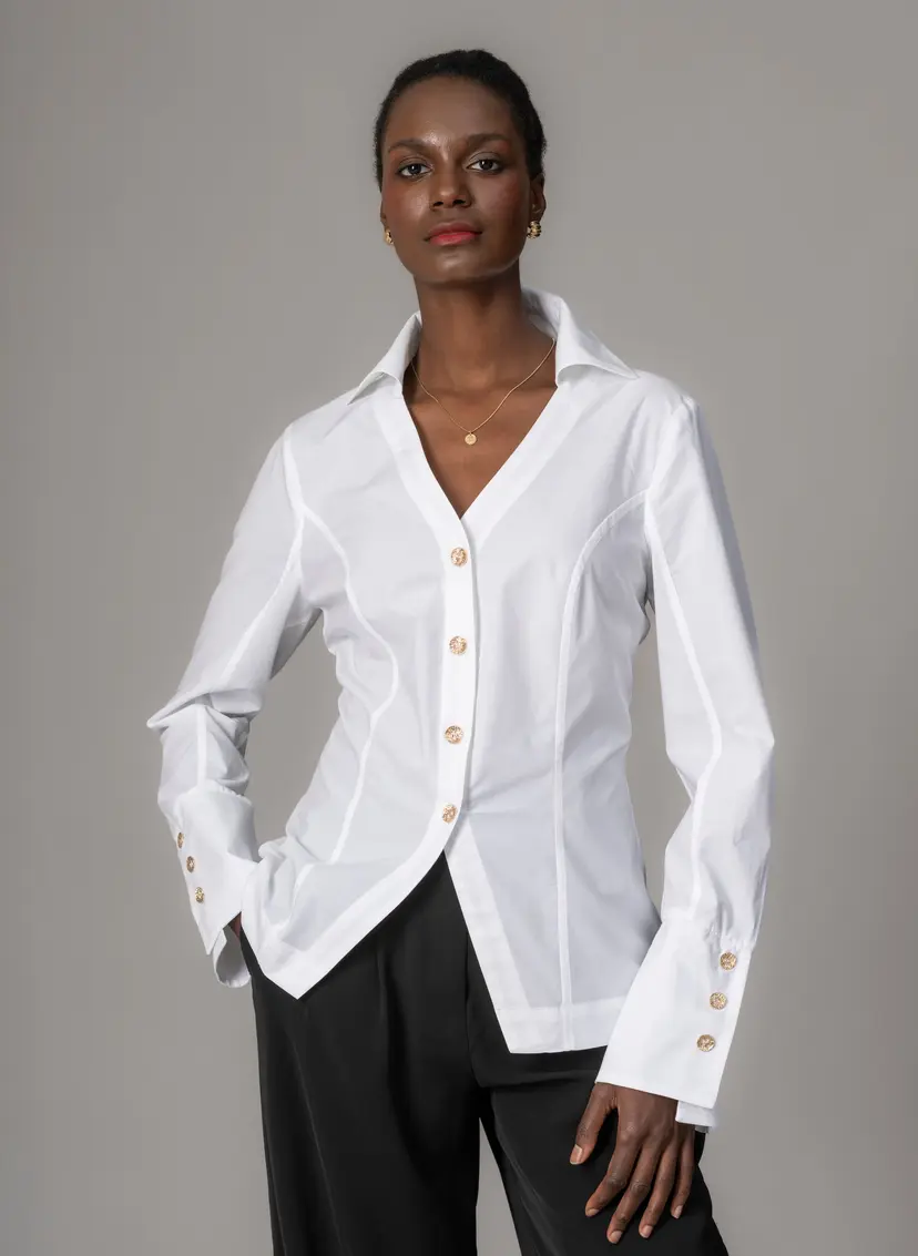The Shirt Company ESMERALDA SHIRT - White, Cotton Poplin