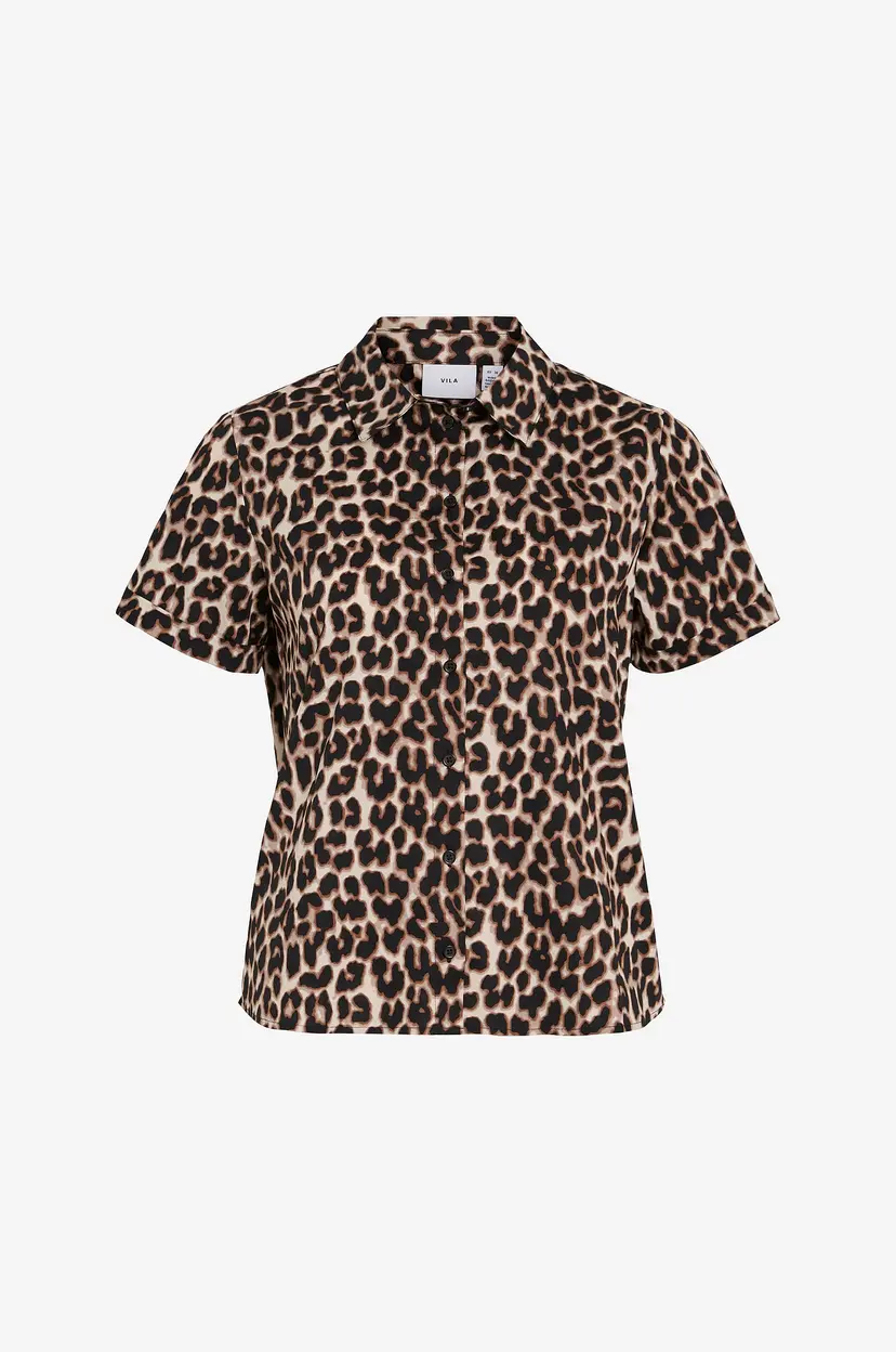 Vila Bluse viValencia Lio S/S Shirt - Brun