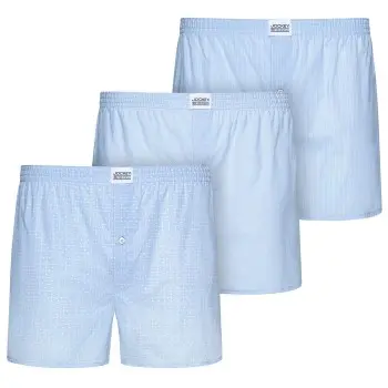 Jockey Jockey 3P Woven Soft Poplin Boxer Shorts Lysblå bomull Large Herre