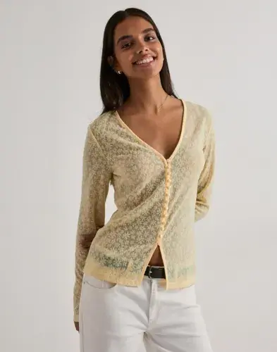 Pieces Pieces - Gul - Pcbaisy Ls Cardigan Bc