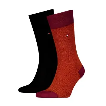 Tommy Hilfiger Tommy Hilfiger Strømper 2P Men Birdeye Sock Svart/Rød Str 43/46 Herre