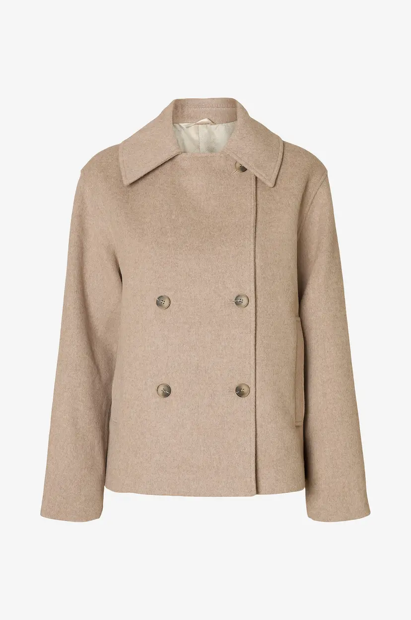 Selected Women Jakke slfAlma Wool Blend - Beige
