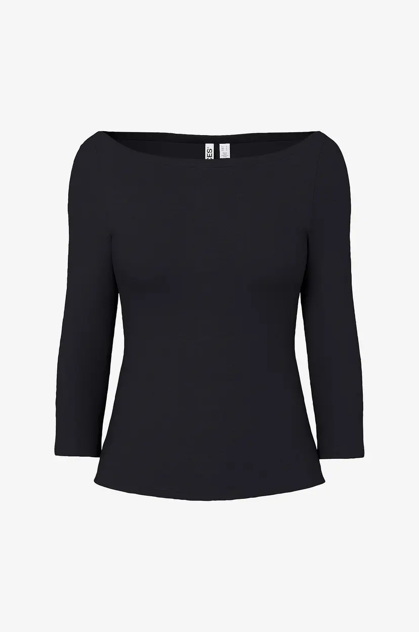 Pieces Topp Pcphoebe 3/4 Boatneck Top Jrs - Svart