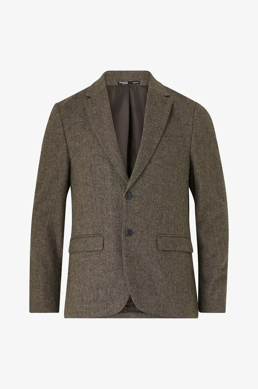 Selected Men Blazer slhSlim-reed Wool Blz - Brun