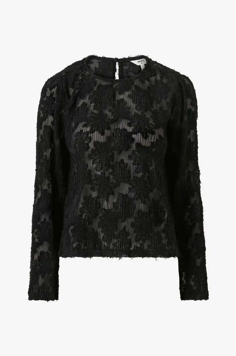 Object Collectors Item Bluse objAnmari LS Regular Top E AW Fair - Svart