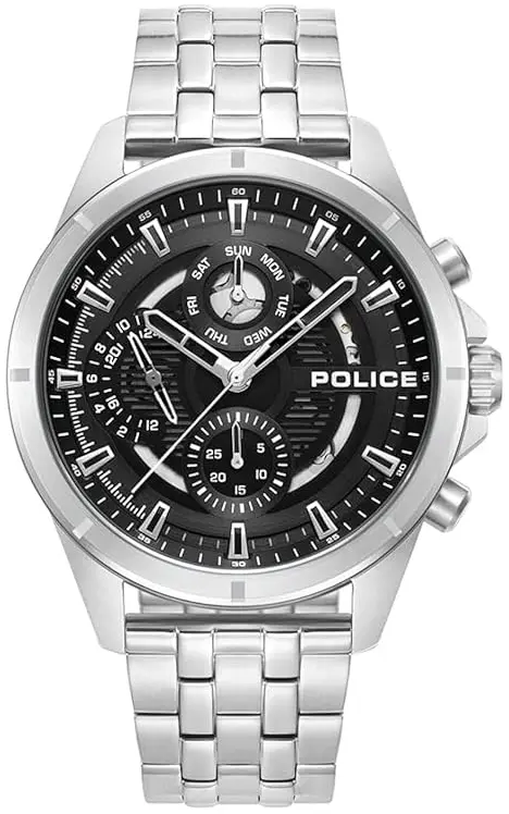 Police Police Herreklokke PEWJK0004605 Malawi Sort/Stål Ø45 mm