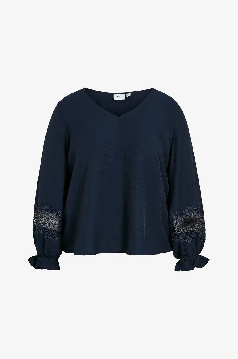 Evoked Vila Topp viMida V-neck L/S Top/cur - Blå