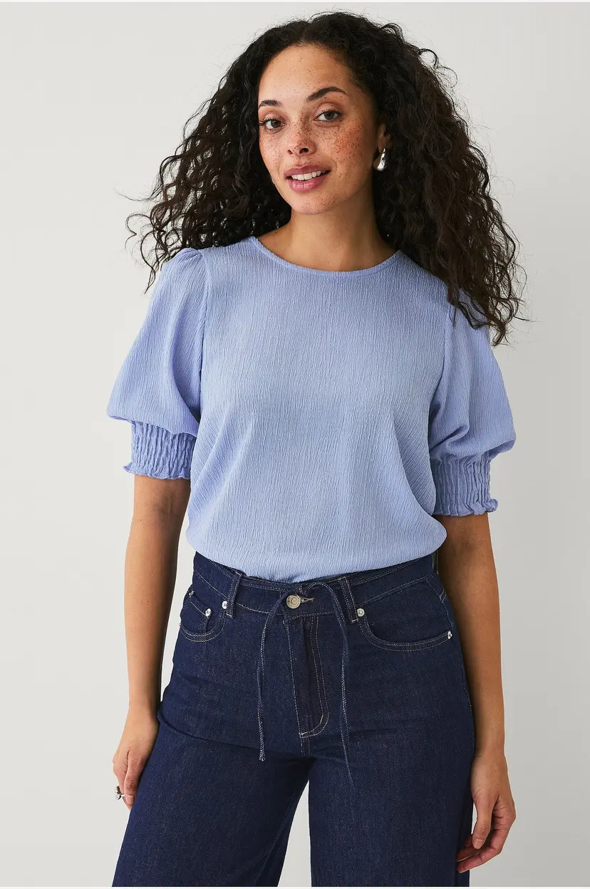 Ellos Collection Kortermet jerseybluse - Blå