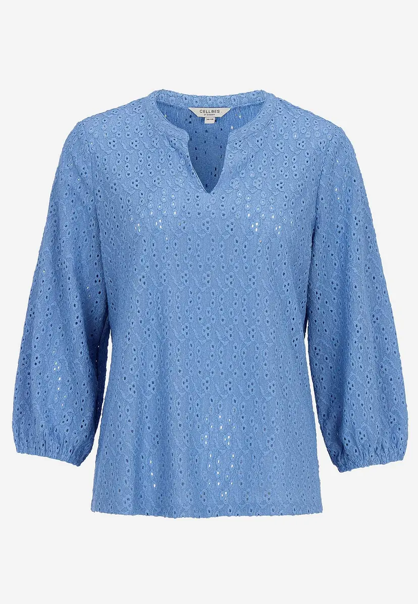 Jerseytopp med brodert hullmønster