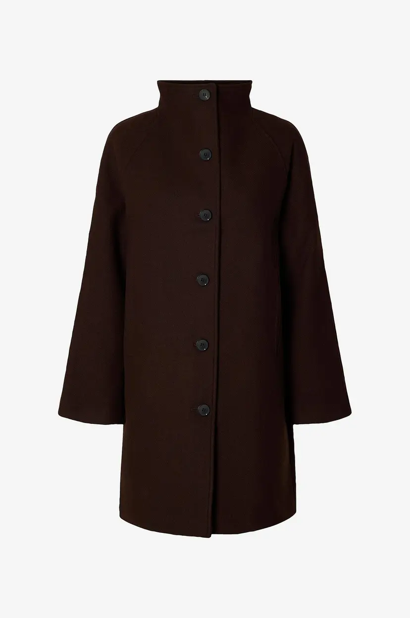 Selected Women Ullkåpe Slwzia-vinni Wool Blend - Brun
