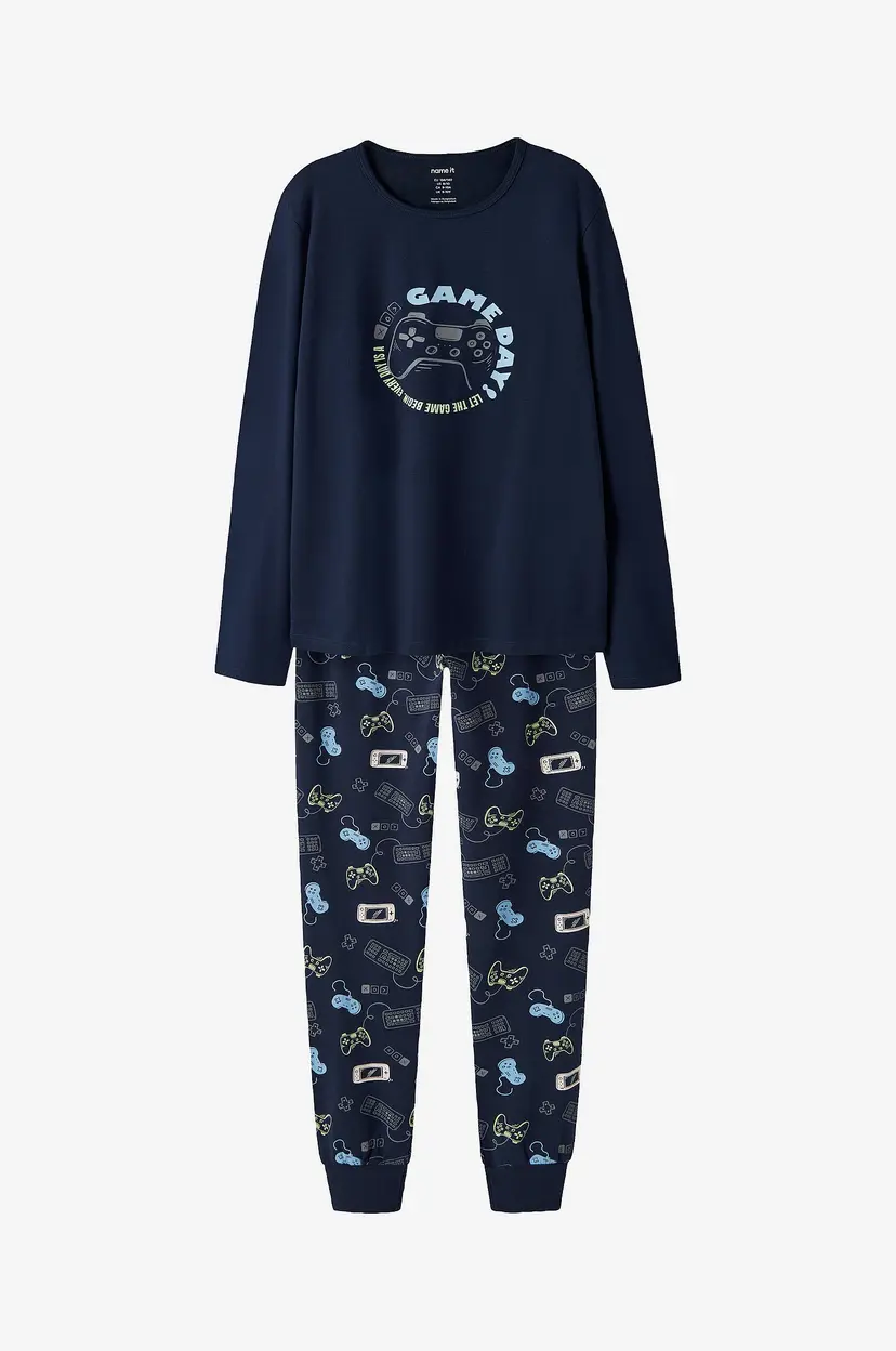 NAME IT Pysjsett nkmNightset Navy Gamer - Blå