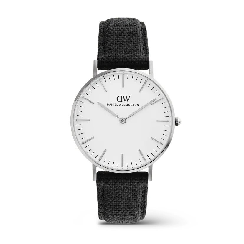 Daniel Wellington Silver 36mm Watch Classic Black Canvas | DW