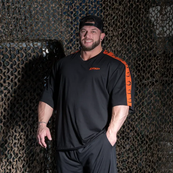 GASP Track Iron Tee, Black/Flame