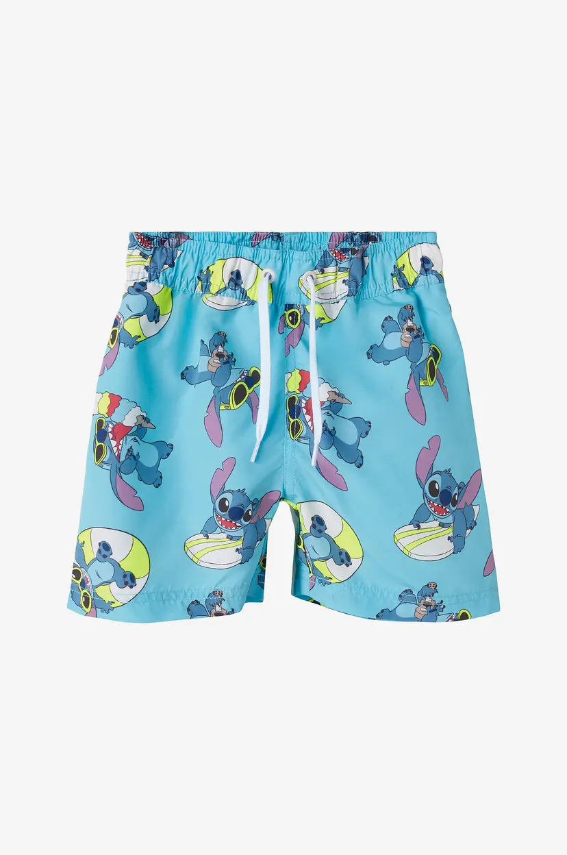 NAME IT Badebukse nmmMic Stitch Long Swimshorts Wdi - Blå
