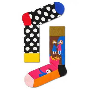 Happy Socks Happy socks Strømper 2P Rock Your Socks Friend Sock Svart mønstret bomull Str 41/46