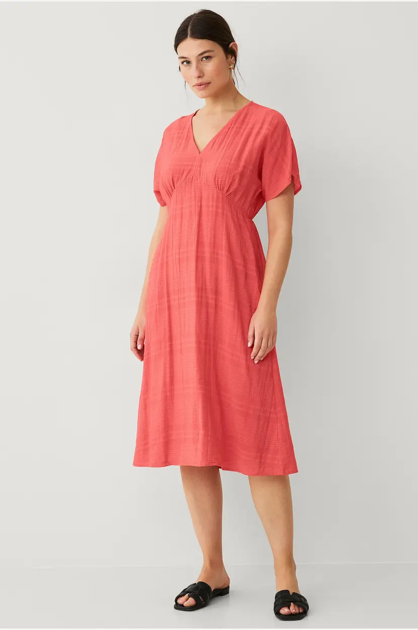 Vila Kjole viJilala V-neck S/S Midi Dress - Rosa