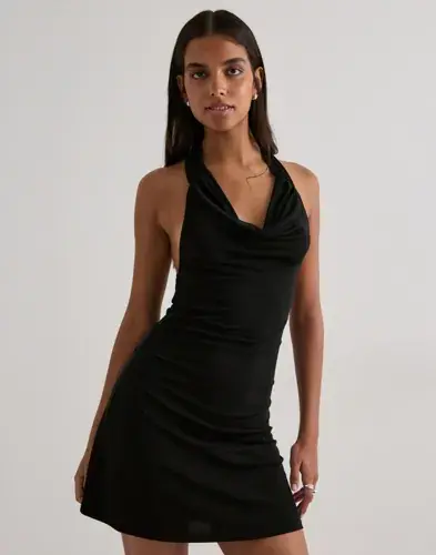 Nelly Nelly - Svart - Halterneck Mini Dress