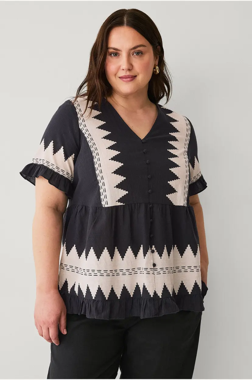 Zizzi Bluse vMaja S/S - Svart