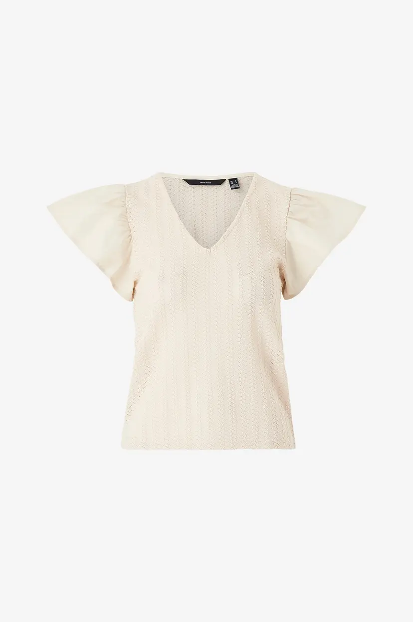Vero Moda Topp vmNaja SS V-neck Top - Beige