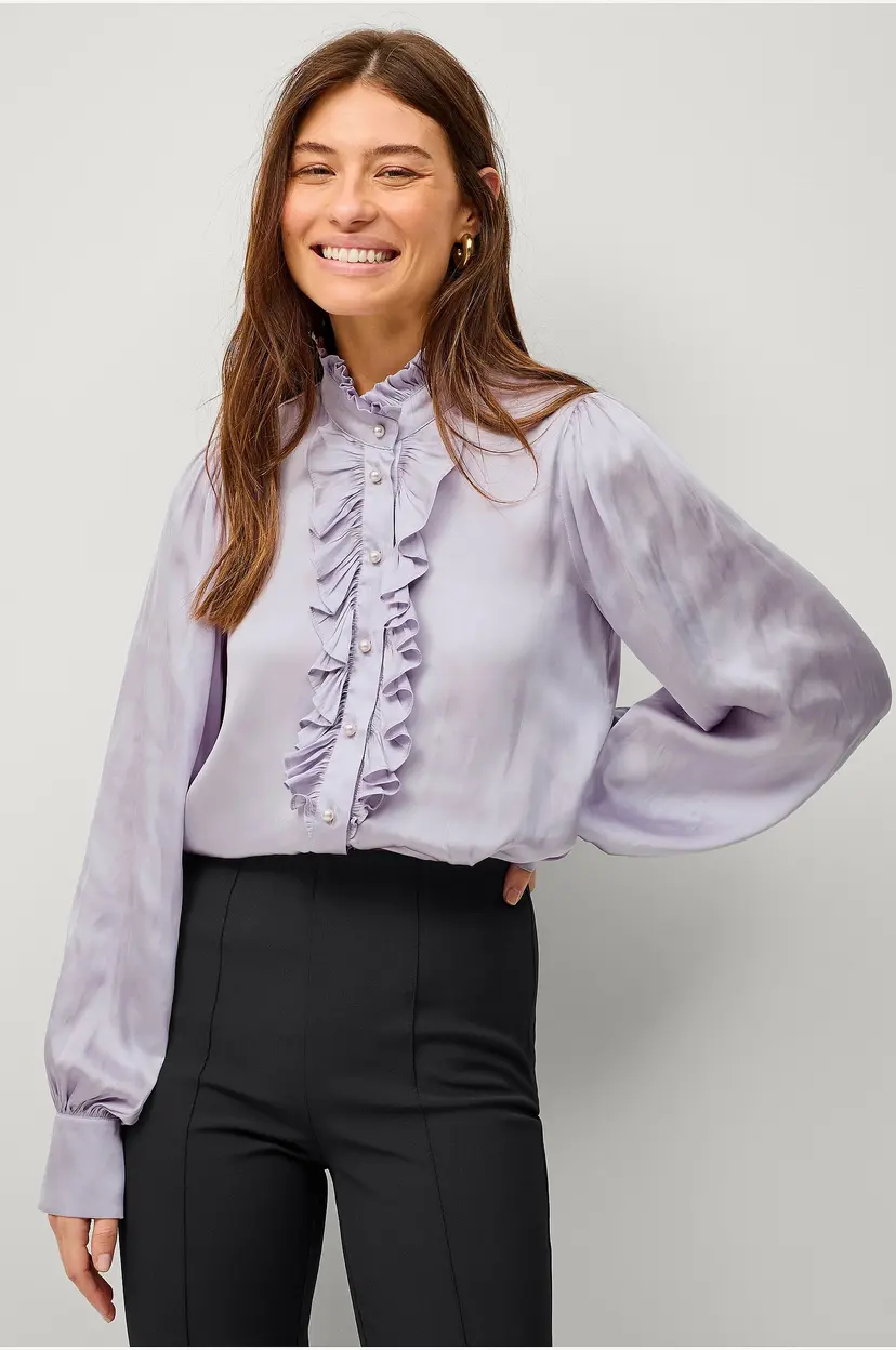 Ellos Collection Bluse med rysje - Lilla