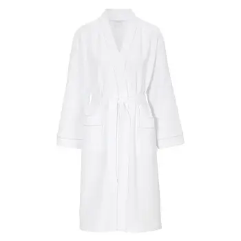 Damella Damella Waffle Knit Robe Hvit bomull Large Dame