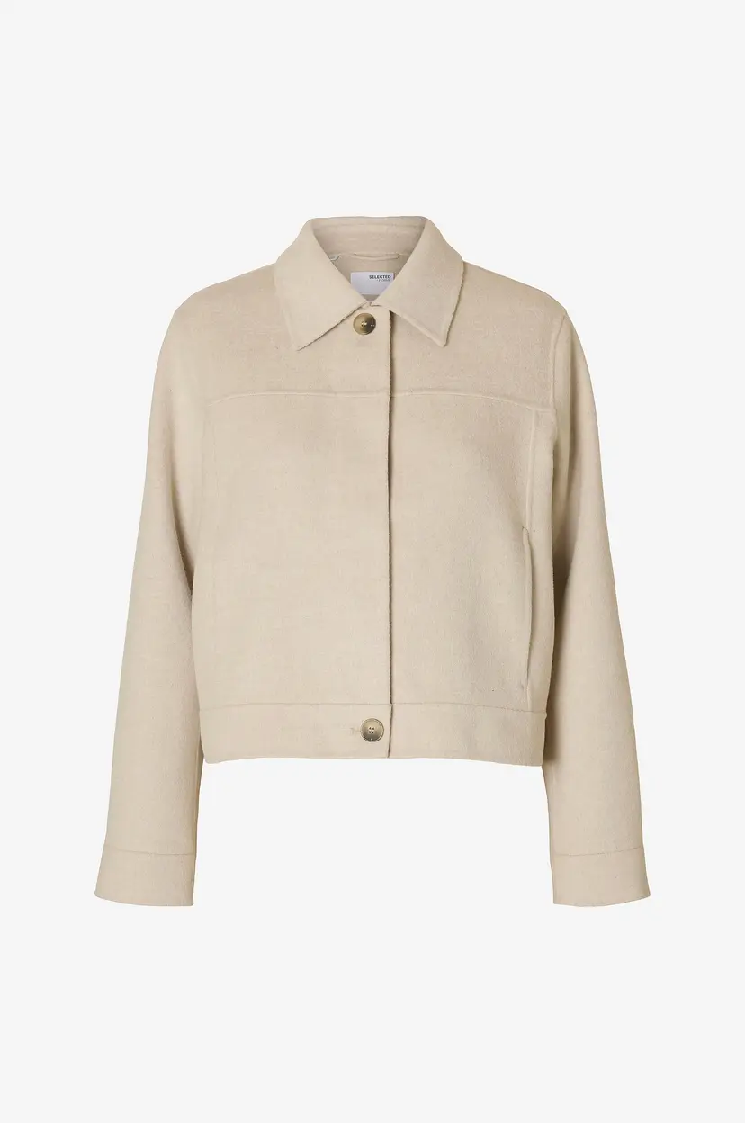 Selected Women Jakke slfDoreen Short Lano Handmade - Beige