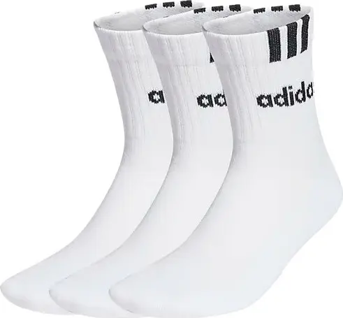 Adidas Adidas 3-Stripes Linear Half-Crew Cushioned Socks 3 Pairs   White/black