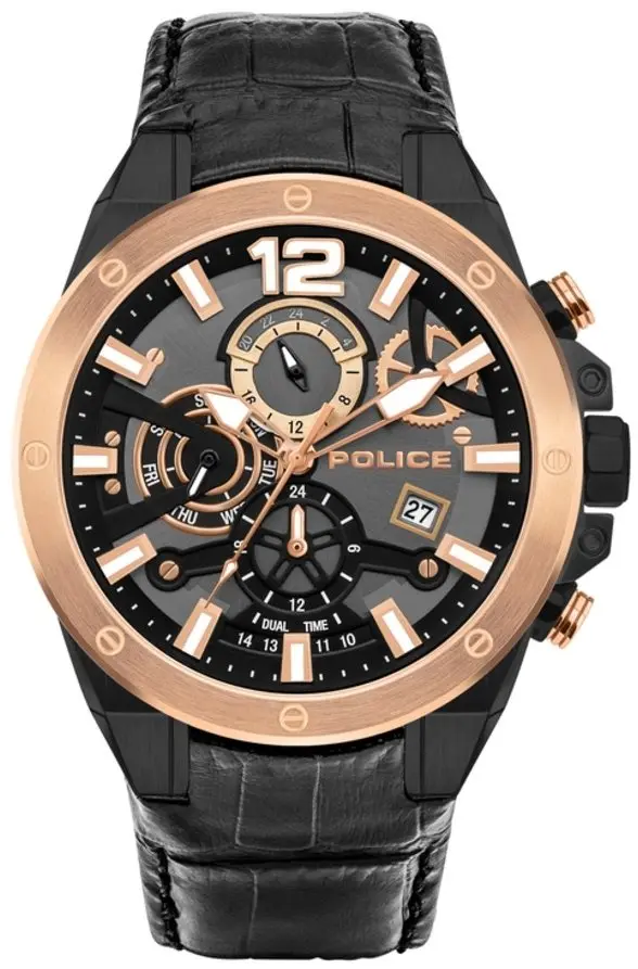 Police Police Herreklokke PL15711JSBR61 Sort/Lær Ø48 mm