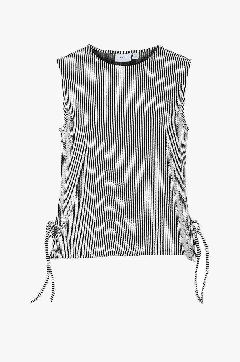 Vila Topp viStriplo Tie S/L Top - Svart